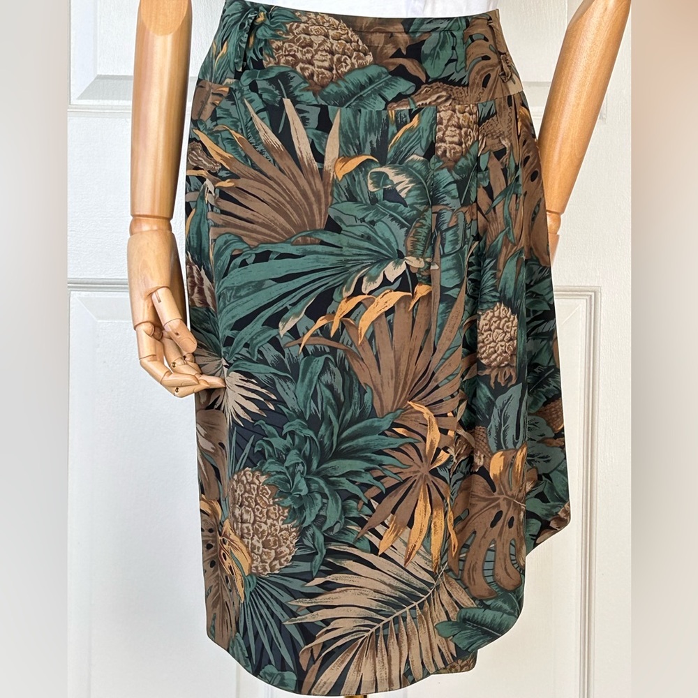Linda Allard for Ellen Tracy Faux Wrap Silk Skirt Sz 8